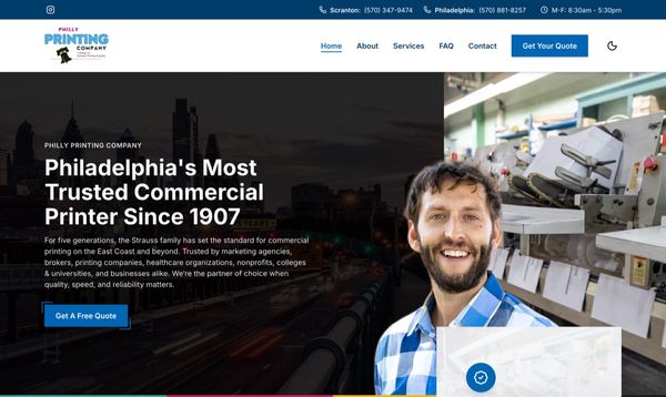 The Philly Printing website homepage